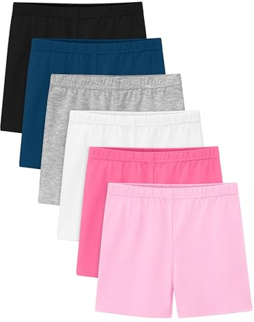 Ruisita 6 Pack Girls Cotton Biker Cartwheel Shorts Kids Safety Under Dress Dance Shorts