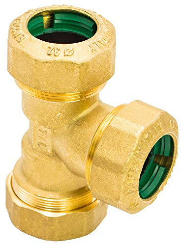 PE Rohr Verschraubung *MESSING Fitting Kupplung Winkel Klemmverbinder Muffe (T-Stück 25 mm)