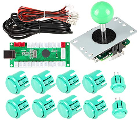 EG STARTS 1 Jugador Arcade DIY Kit Codificador USB a PC Arcade Joystick Botones para USB MAME Juego de PC DIY y Raspberry Pi Retro Controller Parts (Verde)