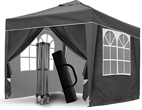 SANHENG Pop Up Gazebo, Pop Up Tent with Weights, Fully Waterproof, All Weather Gazebo ideal for Outdoor Party Camping (3x3m,Grey)