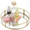 ELLDOO Bandeja de Cristal Redonda Dorada, Bandeja de joyería de Espejo, Bandeja de Perfume, Bandeja de tocador, Bandeja ornamentada, Bandeja Decorativa de Metal, Bandeja organizadora de Perfume,