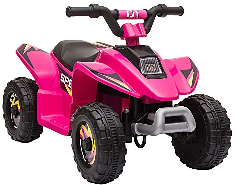 HOMCOM Quad Elettrico per Bambini da 18-36Mesi con Batteria Ricaricabile 6V, Velocità 2.8-4.6km/h, Funzione Avanti e Indietro, 72x40x45.5cm, Rosa