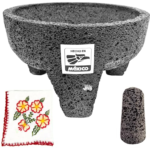 El cuenco original Molcajete Mexicano hecho a mano de auténtica roca de lava en México, molcajete de piedra volcánica, mortero volcánico mexicano, auténtica roca de lava