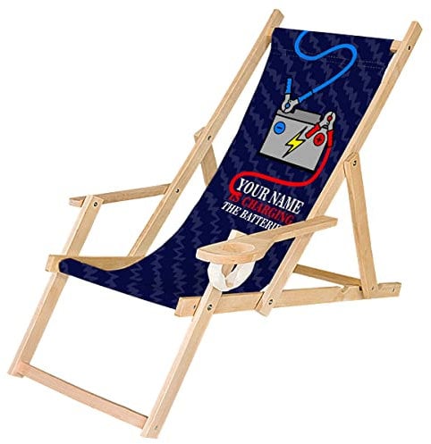 Ferocity Holz-Liegestuhl Personalisierbar Klappbar Klappliegestuhl mit Armlehne und Getränkehalter Strandstuhl Motiv Energie Dunkel [119]