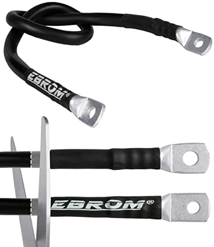 EBROM HI-FLEX Batteriekabel 95 mm² schwarz, fertig konfektioniert, ab 30 cm bis 10 m viele Längen + Ringösen/Kabelschuhe M8/M10/M12 kombinierbar 95mm2, Ihre Auswahl: 95 mm2 50 cm Kabelschuh 2 x M8