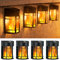 【4 Pack】Solar Flame Lights Outdoor Garden, Solar Fence Lights Solar Powerd Lights Waterproof Retro LED Wall Lights for Garden Fence Patio Decking Gate Yard Decoration