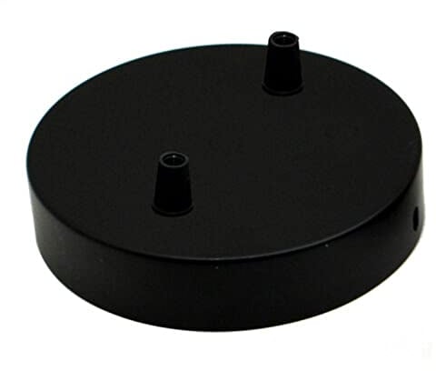 Rosace de plafond LEDSone noire idéale pour câble en tissu flexible, plaque de montage en métal de 120 mm avec accessoires pour plafonnier et applique murale (2Out)