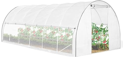 IDMarket - Serre Tunnel de Jardin 18M² Blanche relevable avec moustiquaire