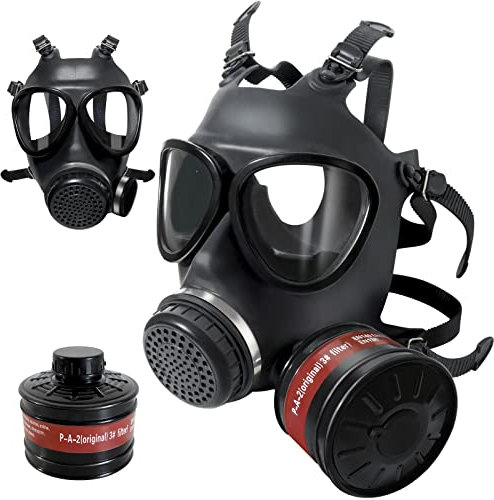 GZYZAMZ Maschera antigas riutilizzabile con respiratore integrale, maschera antigas nucleare e chimica, con filtro a carbone attivo da 40 mm in vapore, prodotti chimici, gas, vernice spary,