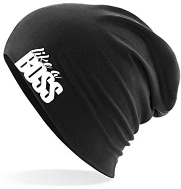 Huuraa Beanie Like a Boss Spruch Geschenk Black Like a Boss Präsent