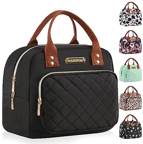 HOMESPON Isolierte Lunchtasche für Frauen Männer Arbeit Erwachsene Kühltasche Lunchbox Behälter (Goldenes Schwarz)