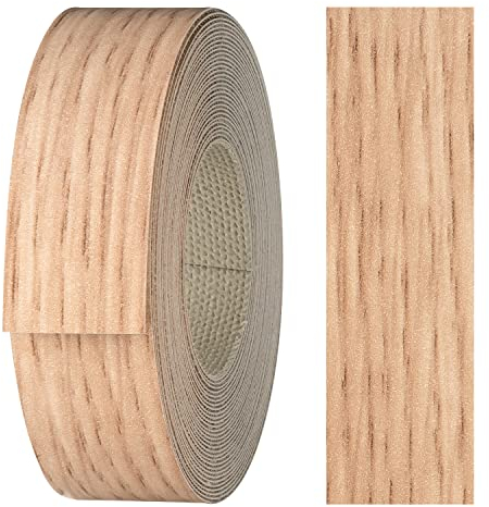 haggiy Kantenumleimer aus Melamin mit Schmelzkleber, 21 mm x 5 m | Umleimer zum Aufbügeln f. Regalbretter & Platten | Kantenband - Dekor: Eiche Lindberg
