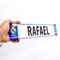 Real Madrid - Matricula Metacrilato Personalizada Equipo de Futbol Real Madrid - Matricula con Nombre - 38cm x 8cm - Placa Impresion Directa - Nombres Decorativos Personalizados
