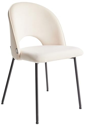 Beliani Esszimmerstuhl 2er-Set Stoffbezug beige mit schwarzem Metallgestell Retro Covelo