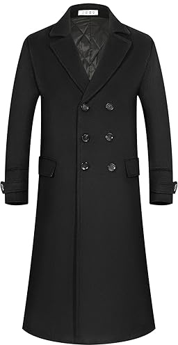 iCKER Mens Wool Coat Long Trench Coat Peacoat Jacket Slim Fit Casual Overcoat Outwear
