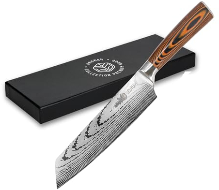 URUMAH Cuchillos Cocina Cuchillo Japones Kiritsuke Cuchillos Cocina Profesionales Mango de madera, hoja de acero inoxidable alto en carbono, caja regalo y estuche de protección