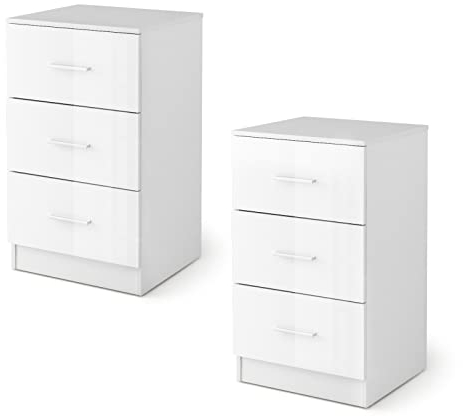 KOMFOTTEU Caisson de Bureau avec 3 Tiroirs, Petite Commode multifonctionnelle avec Tapis de Protection, Classeur de Dossiers avec Dispositif Anti-basculement, 37 x 34 x 66,5 cm (Lot de 2, Blanc)