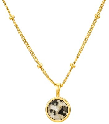Brandlinger ® Halskette Damen Silber 925. Edelstein Kette. Kette Damen vergoldet mit 18 Karat Gold, Schmuck für Frauen und Mädchen. Kettenlänge verstellbar 45-50cm.