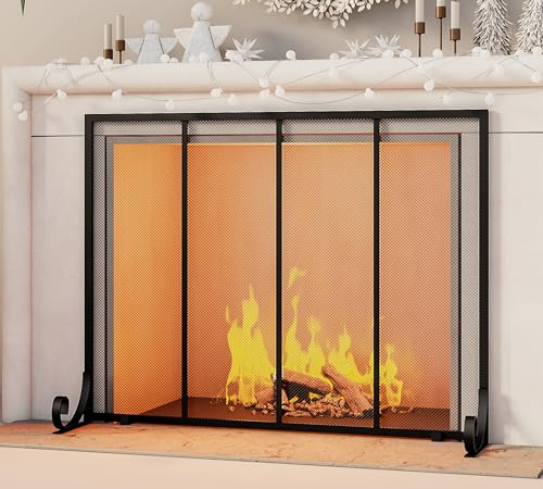 Fire Beauty Flachpaneel-Kaminschutz, Funkenschutz, Schmiedemetall-Torabdeckung für Zuhause, dekorativer Netz, Sicherheitszaun, babysicherer Funkenschutz