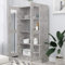 Homgoday Vitrine aus Glas mit 4 Fächern, 2 Türen, Wohnzimmermöbel, Kommode, Esszimmer, Küche, Vitrine aus Holztechnik, Grau Beton, 82,5 x 30,5 x 150 cm