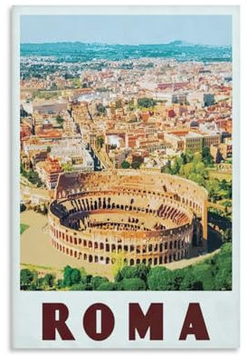 Jdheeh Vintage-Reiseposter, Motiv: Italien und Rom, Leinwandkunst, Poster, Wanddekoration, Poster, 20 x 30 cm