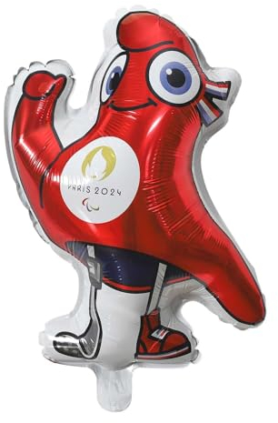 PARIS 2024 CMP, CJO8007, Ballon Aluminium 3D Mascotte Para Pm 45 cm, Produit Officiel sous Licence, Décorations de fête, Gonfler avec une paille ou une pompe à ballon, Déco thème Sports, Anniversaire