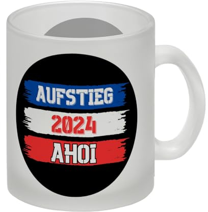 Kiel Aufstieg 2024 Glas Tasse mit Spruch Ahoi Maritimer Fußball-Kaffee Kieler Hafen Design Schleswig-Holstein Stadtwappen Aufsteiger 2024 Geschenkidee