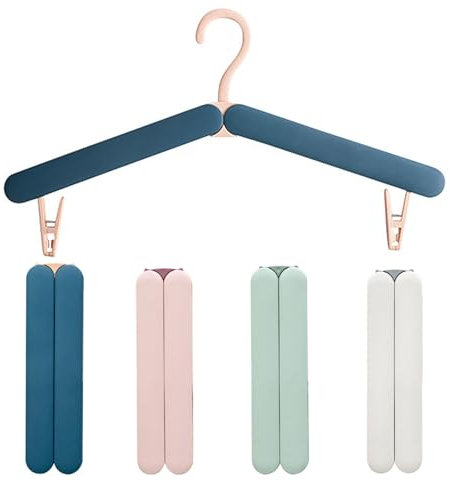 ROLMZJX 4 Pièces Cintres Pliables，Cintres Plastiques Portables,Cintre Pliable Voyage avec Clip，Cintre Pliant pour la Maison, l'hôtel, Les Voyages, Le Camping（Blanc, Rose, Bleu, Vert）
