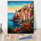Malerei nach Zahlen für Erwachsene Bunte Gebäude Farbe nach Zahlen Kits Cinque Terre Landschaft Erwachsene Malerei nach Zahl Kits Leinwand Malerei Kit mit Pinseln und Pigment 16x20 Zoll Rahmenlos