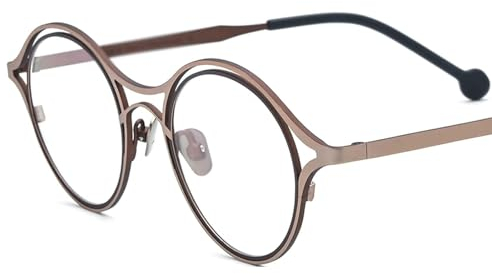 WxuuLTGJR Runde Brillengestelle, transparente Gläser, Damen-Brillengestelle, Retro-Herren-Brillengestelle, Titan-Reisebrillengestell