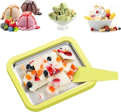 Daffezon Petrus Bandeja para Helados, máquina para Hacer Helados enrollados, Mini Bandeja para Hacer Helados DIY, Bandeja de enfriamiento rápido con 2 espátulas