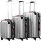 PROVITERA Set 3 Valigie Rigide in ABS, Valigie Rigide M-L-XL Manico Telescopico e 4 Ruote Easy Roll, Lucchetto serratura a codice, Trolley Resistenti da Viaggio, con Bagaglio a Mano (Silver)