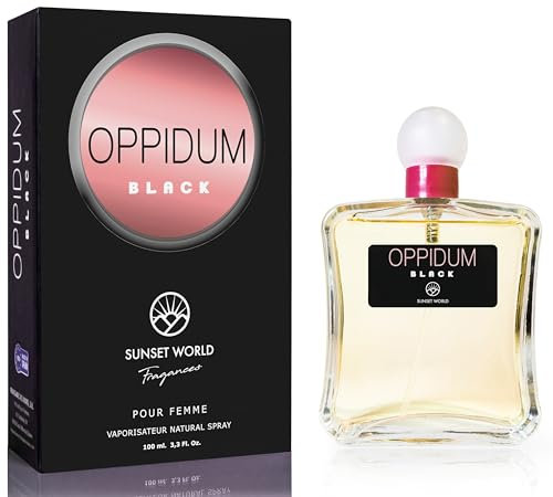 Oppidum Black - Compatibile e Ispirato a Black Opium. Acqua di Colonia Intense 100 ml, Profumo ai Feromoni per Donna, Profumi Equivalenti