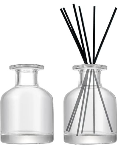 DEARBAG 2 Stück Schwarz Glasdiffusorflaschen Set, 150ml Matte Glasflaschen für Raumduft Diffusor, Leere Diffusorflasche Glas Diffusor Flaschen Behälter für Ätherische Öle Aromatherapie (Transparent)