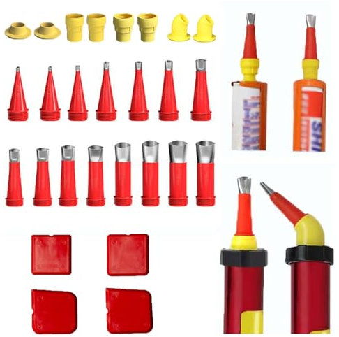 Embout Cartouche Silicone,Canules et Embouts en Silicone,Buse Applicateur Joint Silicone,Calfeutrage Buse Applicateur Réutilisable,Universal Integrated Rubber Nozzle Tool Kit,27 Pcs