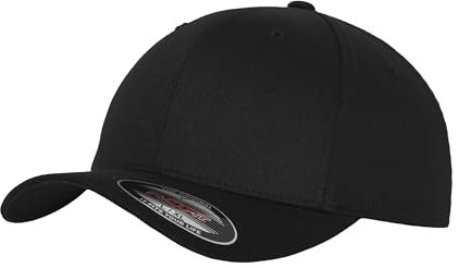 GIDUTEX Flexfit Unisex Wooly Combed Cap inkl. Schlüsselband graue Unterseite Baseball Cap Basecap (DE/NL/SE/PL, Alphanumerisch, S, M, Black/Black)