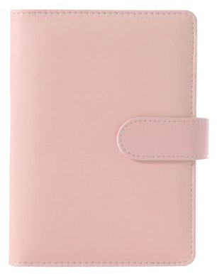 A5 Ordner 6 Lock PU-Leder Abdeckung Ringbuch (Innenpapier Nicht Enthalten), Nachfüllbar Budget Ordner für Reisearbeit und Organizer (Rosa)