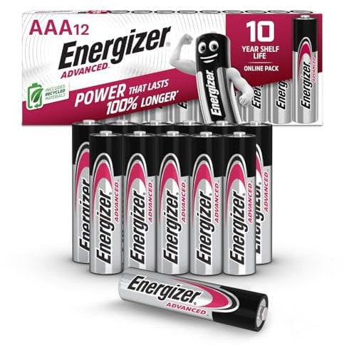 Energizer Advanced AAA Pile 1,5 V alcaline, confezione da 12, pile Premium Triple A di lunga durata