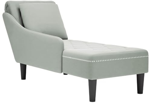 Willood Chaiselongue mit Kissen und Rechter Armlehne Hellgrau Samt