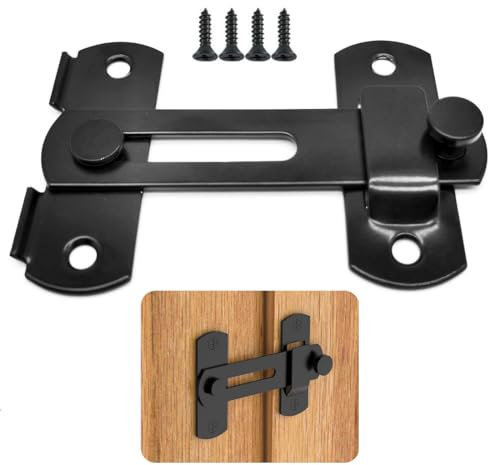 EYVRPAU Pestillo Puerta Corredera Cerrojo Puerta Interior Acero Inoxidable Cerrojos y Pestillos para Puertas, Habitaciones, Jardines, Armarios(Negro,talla grande,más seguro)