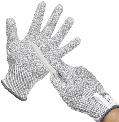 PATIKIL Cut Resistant Gloves, Level 5 Protection Cutting Gloves Anti Cut Kitchen Work Glove for Mandolin Slicing Oyster Shucking Whittling Wood Carving, Gray, X-Large