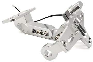Adjustable Motorcycle License Late Bracket Motorcycle Rear License Plate Mount Holder Light Universal Aluminum For Fz6 Fz1 For Trk 502 Tnt 125 Xmax 125 Buell Motorcycle License Plate Frame(Silver)