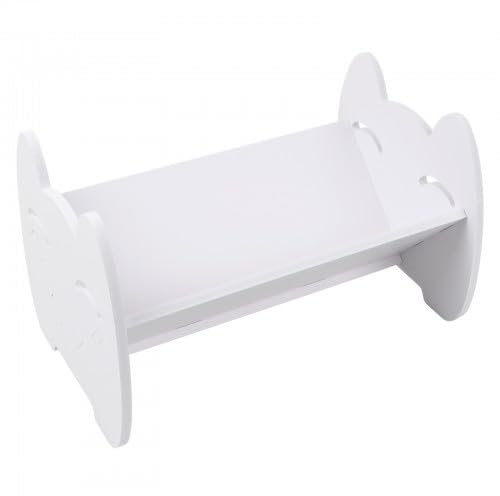 Husalsea Estantería Infantil Estante de Almacenamiento de Escritorio Estante de Almacenamiento de Libros Estantería de Escritorio Móvil Patrón de Cara Sonriente (Blanco)
