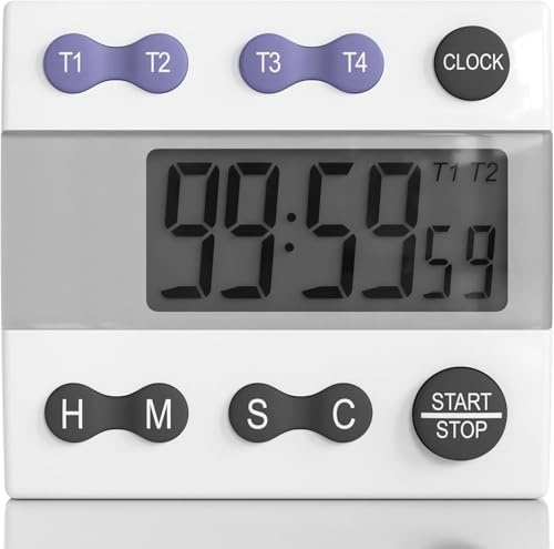 Sper Scientific 810015 tragbarer digitaler Küchen- und Labor-Timer, 4 Kanäle, großes Display, lauter Alarm, Klassenzimmer-Timer, 2 Stück
