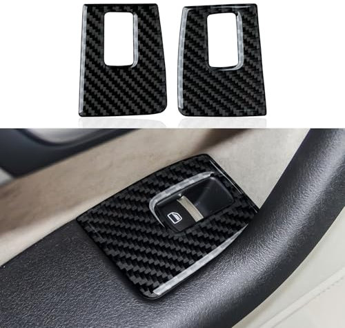 2PCS Auto Fensterschaltung Kohlefaser Panel Cover Aufkleber Trim Kompatibel mit Audi A3(2004-2012) / S3(2008-2012)/RS3 (2011-2012) Interieur Zubehör (B)