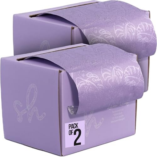 Simply Hair Hair Foil Roll – Pack of 2-100m Embossed Medium Weight Roll with Built-In Cutter – Custom Length Foil for Hair Dye, Highlights & Balayage- No-Slip Grip - 12.7cm - Lilac Leaf