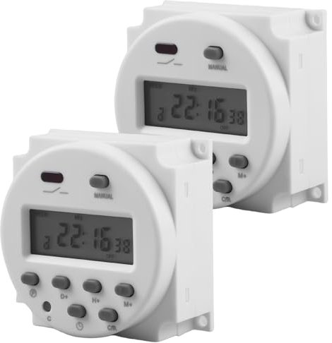 2 temporizadores CN101A de 12 V, temporizador digital LCD programable de 12 V, temporizador digital LCD, temporizador semanal, adaptable a una variedad de tareas de control de tiempo