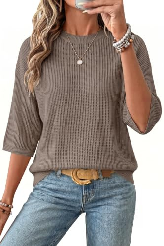 Arach&Cloz Top all'uncinetto casual da donna in 100% cotone autunnale 2025