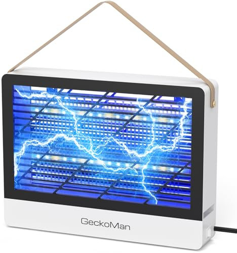 GeckoMan LED Lampada Antizanzare Zanzariera Elettrica Ammazza Acchiappa Zanzare Mosche Elettrico Interno, Tubo Ibrido Risparmio Attrazione Max • 10 Anni Vita, Alta Tensione Istantanea