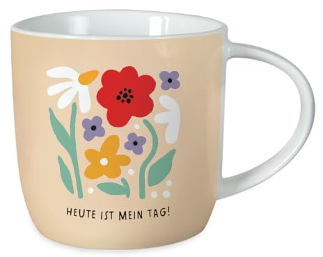 Grafik-Werkstatt Kaffeetasse - Heute ist mein Tag! - aus Porzellan, 300 ml | Kaffeebecher mit Spruch oder Smiley-Motiv – lebensmittelecht, spülmaschinen- und mikrowellengeeignet